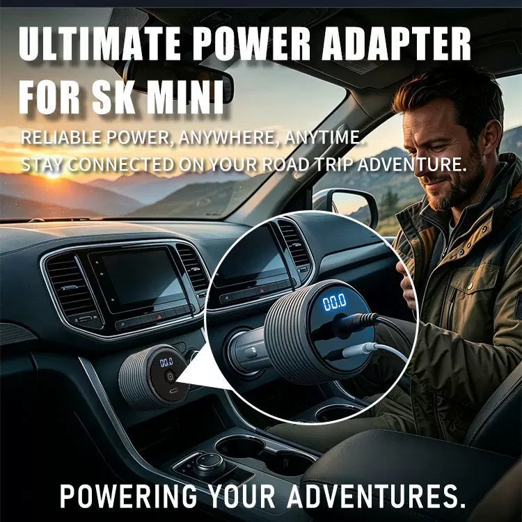 AUXNAVAR Starlink Mini car adapter installed in a vehicle for reliable road trip power